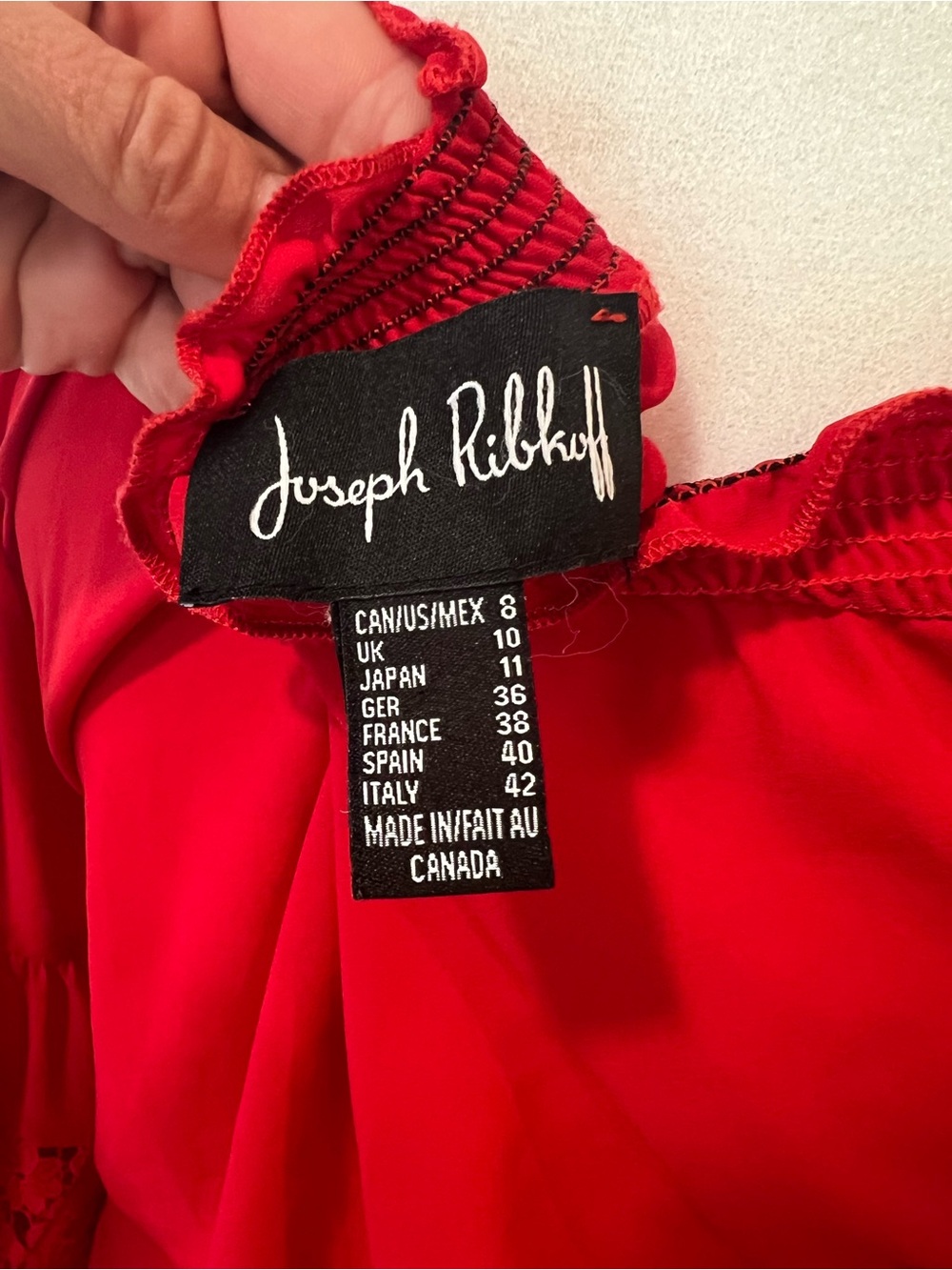 Joseph Ribkoff Red Off-Shoulder Lace Bell-Sleeve Blouse - Picture 4 of 9